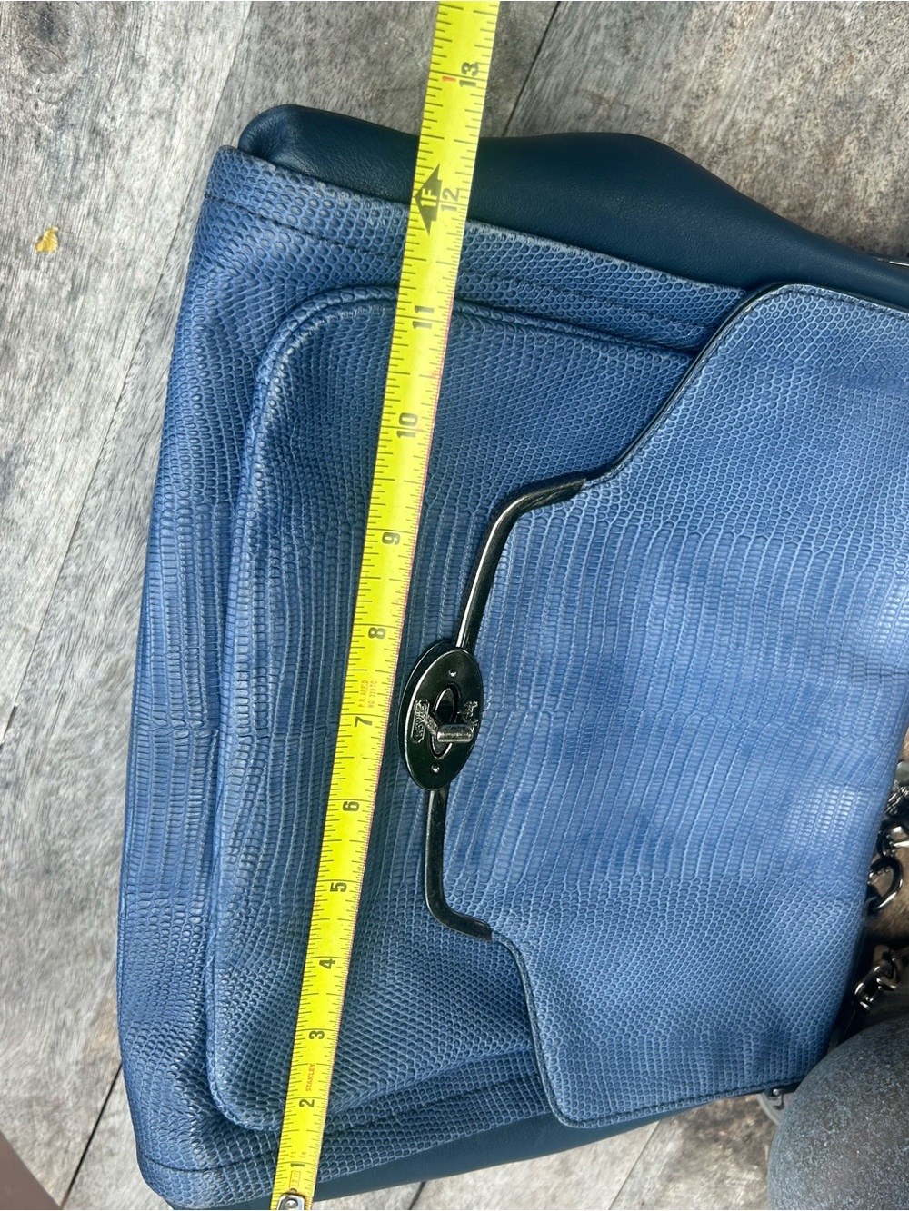 Coach Madison Lizard Embossed Tote Blue Bag - Picture 6 of 16